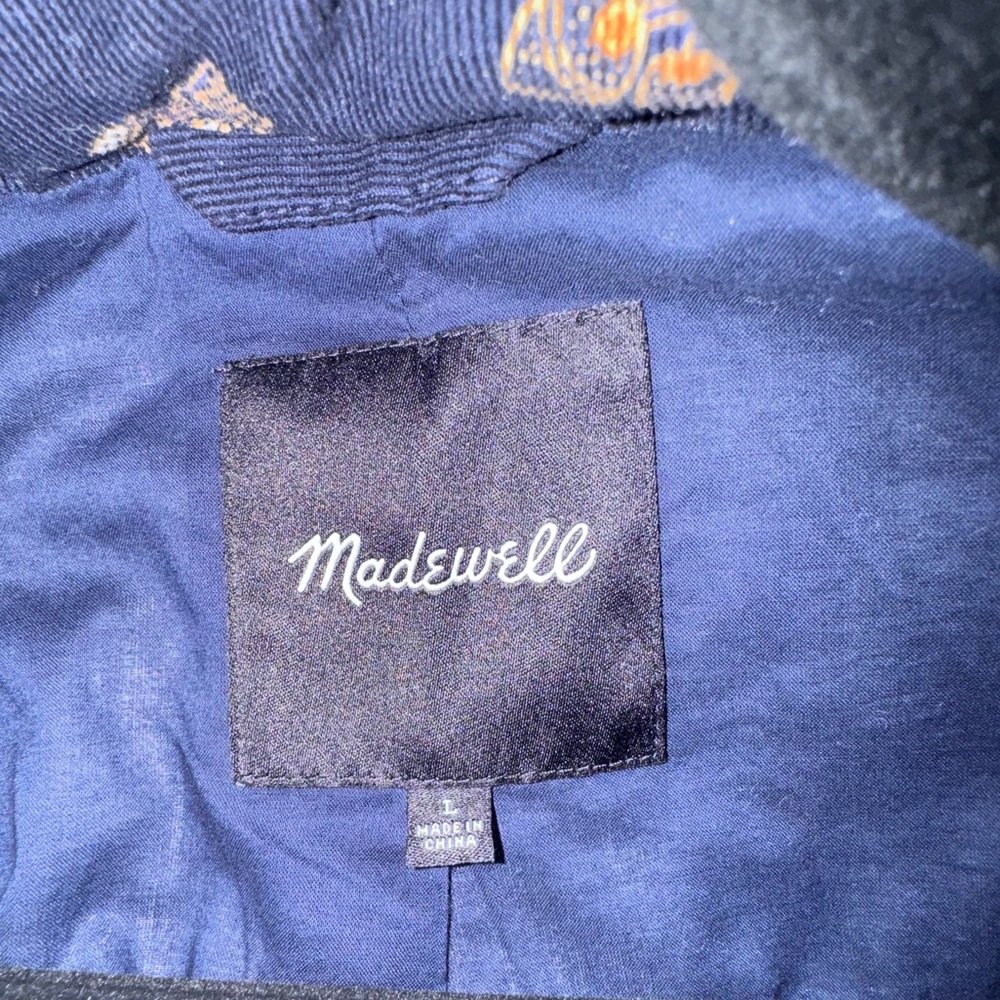 Madewell Navy Corduroy Crop Puffer Jacket - Picture 3 of 3